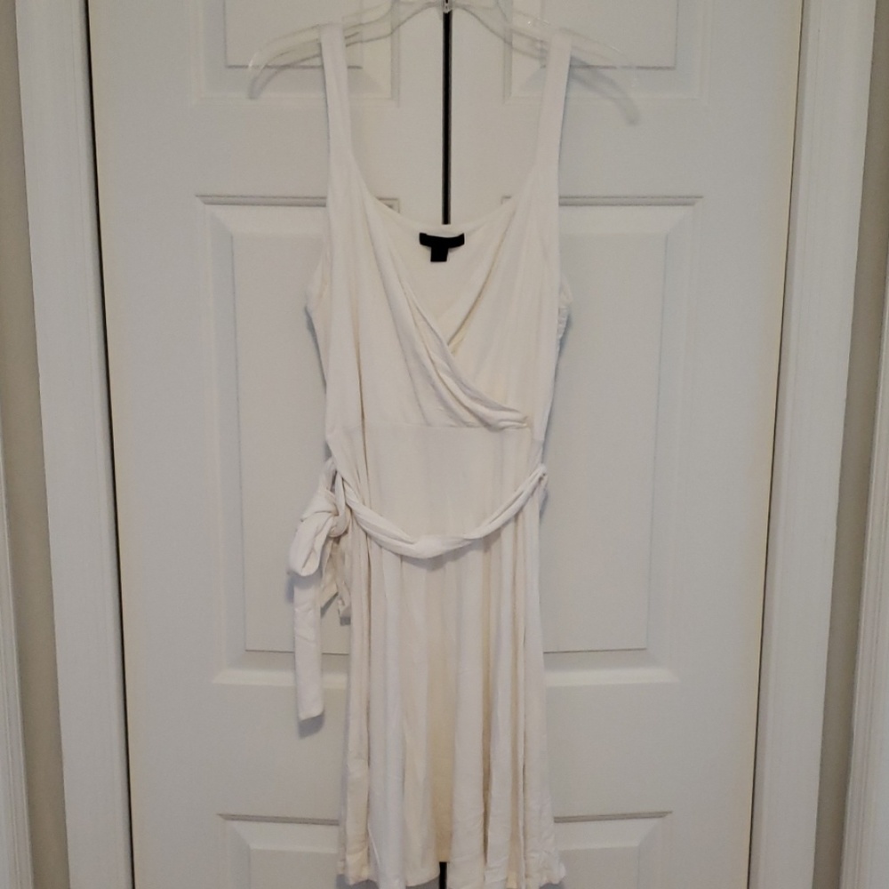 White faux-wrap white dress
